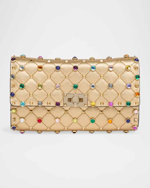 Quilted Rockstud Nappa Leather Shoulder Bag